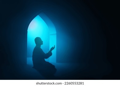 Muslim man praying in the mosque