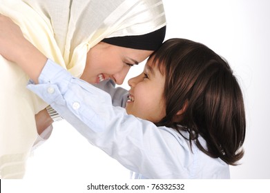 Muslim Mother And Son Loving Each Other