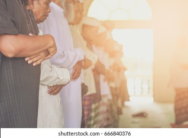 Muslim People Praying In Mosque