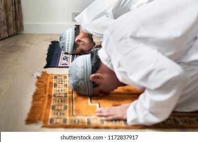 Muslim Prayers In Sujud Posture