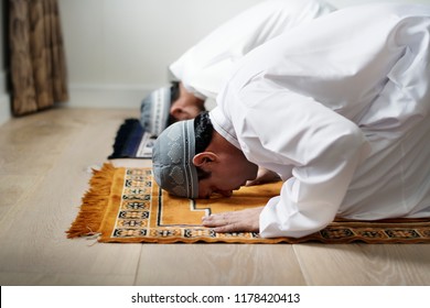 Muslim Prayers In Sujud Posture