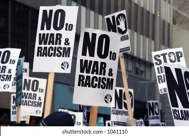 Muslim Protest And Protestors With Picket Signs 3