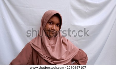 Muslim teenage girls with smiles and happiness