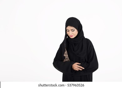 Muslim Woman Praying On White Background