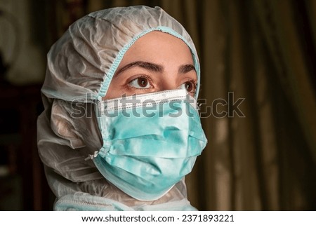 Muslim woman wearing mask and praying for allah  to protect her from diseases
