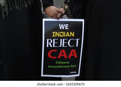 Muslim Women Hold Poster During A Demonstration To Protest Against Citizenship Amendment Act 2019 On February 21,20250 In Calcutta, India.