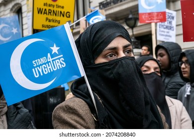 Muslims Protest Uighur Genocide In Front Of Chinese Embassy - London- 13-11-2021