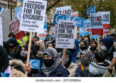 Muslims Protest Uighur Genocide In Front Of Chinese Embassy - London- 13-11-2021