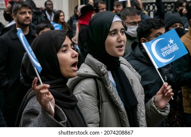 Muslims Protest Uighur Genocide In Front Of Chinese Embassy - London- 13-11-2021