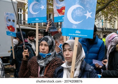 Muslims Protest Uighur Genocide In Front Of Chinese Embassy - London- 13-11-2021