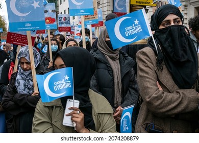 Muslims Protest Uighur Genocide In Front Of Chinese Embassy - London- 13-11-2021