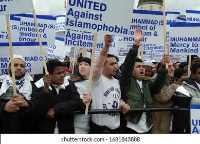 Muslims Protests In Trafalgar Sq Against Islamophobia /London/UK / 12-02-2006