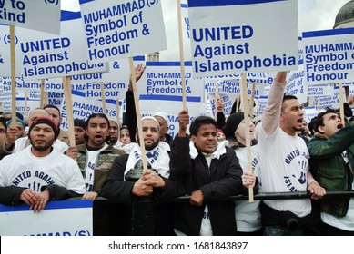 Muslims Protests In Trafalgar Sq Against Islamophobia /London/UK / 12-02-2006