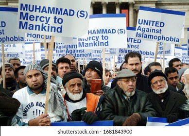 Muslims Protests In Trafalgar Sq Against Islamophobia /London/UK / 12-02-2006