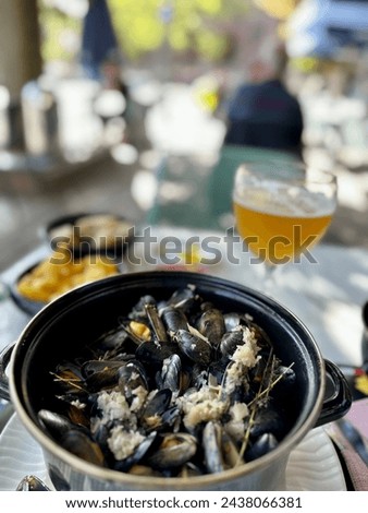 mussels with a beer or moules marinieres avec une biere blanche [[stock_photo]] © 
