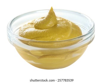 Mustard In Glass Bowl Isolated