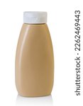 Mustard plastic squeeze bottle isolated on withe with clipping path included