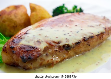 Mustard Sauce And Ham Steak