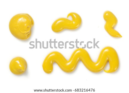 mustard spill and splash isolated on white background