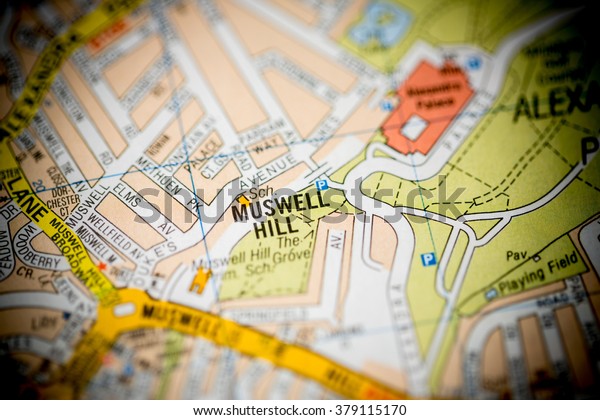 Map Of Muswell Hill London Muswell Hill London Uk Map | Miscellaneous Stock Image 379115170