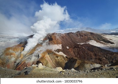 Mutnovsky volcano, Valley of Geysers, hot mud sources, Kamchatka, Russia