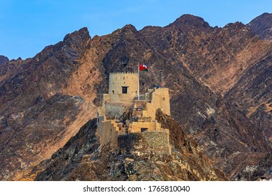 Mutrah fort view surrounded by mountains, Sultanate of oman, Muscat