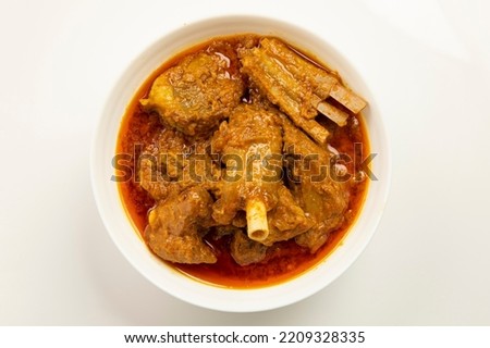 Mutton curry isolated on white background