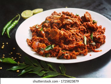 Mutton Sukka, A Dry Mutton Dish With Spices And Curry Leaves.