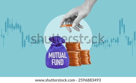 Mutual fund rough is shown using the text on burlap sack. Making money with mutual funds for retirement. Investment fund concept