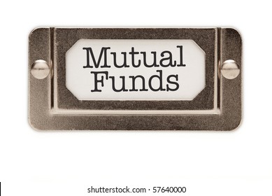 Mutual Funds File Drawer Label Isolated On A White Background.