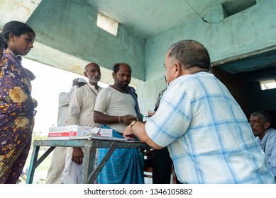 Muzaffarpur, India -  March 15, 2019: Poor People In A Queue To Collect Medicines From A Medical Camp Organized By Government.