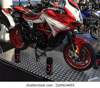 MV Agusta, Turismo Veloce at the Motorcycle exhibition at the Limassol marina on September 14, 2018 in Limassol, Cyprus