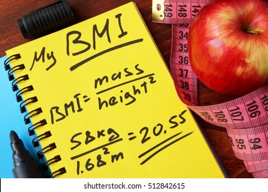 My BMI formula written on a page. Body Mass Index.