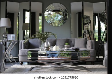 My design Cozy Interior Living Room with Customize Mirror foldable mirror for decoration / Vintage Style / Cozy living space - Powered by Shutterstock