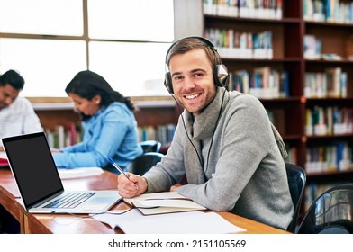 Its My Final Year And Im Gonna Ace It Well. Portrait Of A University Student Working In The Library At Campus.