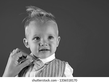 My Hair My Look. Boy Child With Stylish Blond Hair. Little Child With Messy Top Haircut. Little Child With Short Haircut. Healthy Haircare Tips For Kids. Haircare Products, Copy Space.