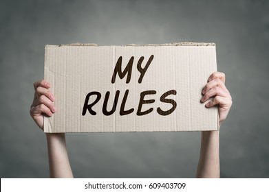 MY RULES  message on the card. - Shutterstock ID 609403709