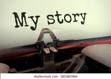 my story on old typewriter perspective view