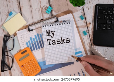 My Tasks - a section within a task management system, productivity app, or software platform where users can view, organize, and manage their personal or assigned tasks, text concept with marker