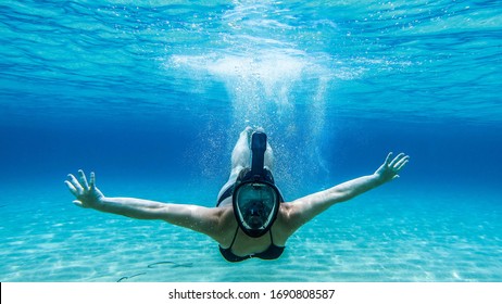 My Wife Diving In Sardinia 