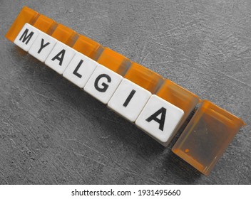 Myalgia, Word From Alphabet With Background.