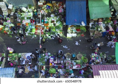 Myanmar Burma Food Market Bird View