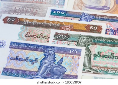 Myanmar Money Kyat Banknote Close-up