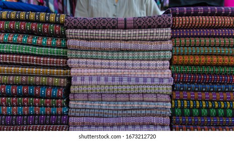 Myanmar Sarong For Sale In Yangon Market