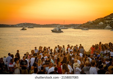 MYKONOS, GREECE - Jul 01, 2021: A Summer Party In Mykonos, Greece