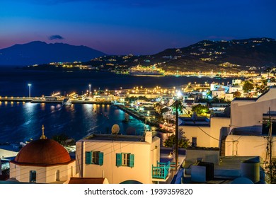 Mykonos Harbour At Dusk, Greece