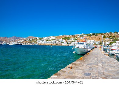 MYKONOS island, GREECE - JUL 10, 2015: Nice view of  the  old port - Shutterstock ID 1647344761
