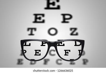 Myopia Correction Glasses On Eye Chart Stock Photo (Edit Now) 1266636025