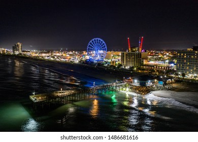 MYRTLE BEACH, FL, USA - AUGUST 5, 2019: Myrtle Beach SC At Night