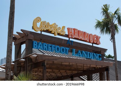 Myrtle Beach, SC - United States - 07-05-2021: Crooked Hammock Signage Is Seen At Barefoot Landing In Myrtle Beach.